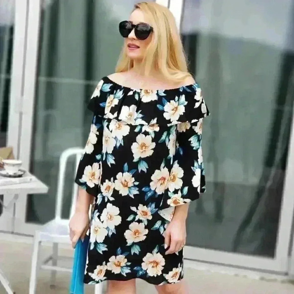 Enchanted Off Shoulder Floral Dress - Picture 1 of 4
